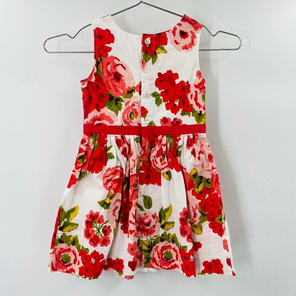 Mini Boden Sleeveless Floral Dress White Red Size 2-3 - Picture 6 of 6